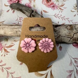 Polymer clay, Flower studs Earrings